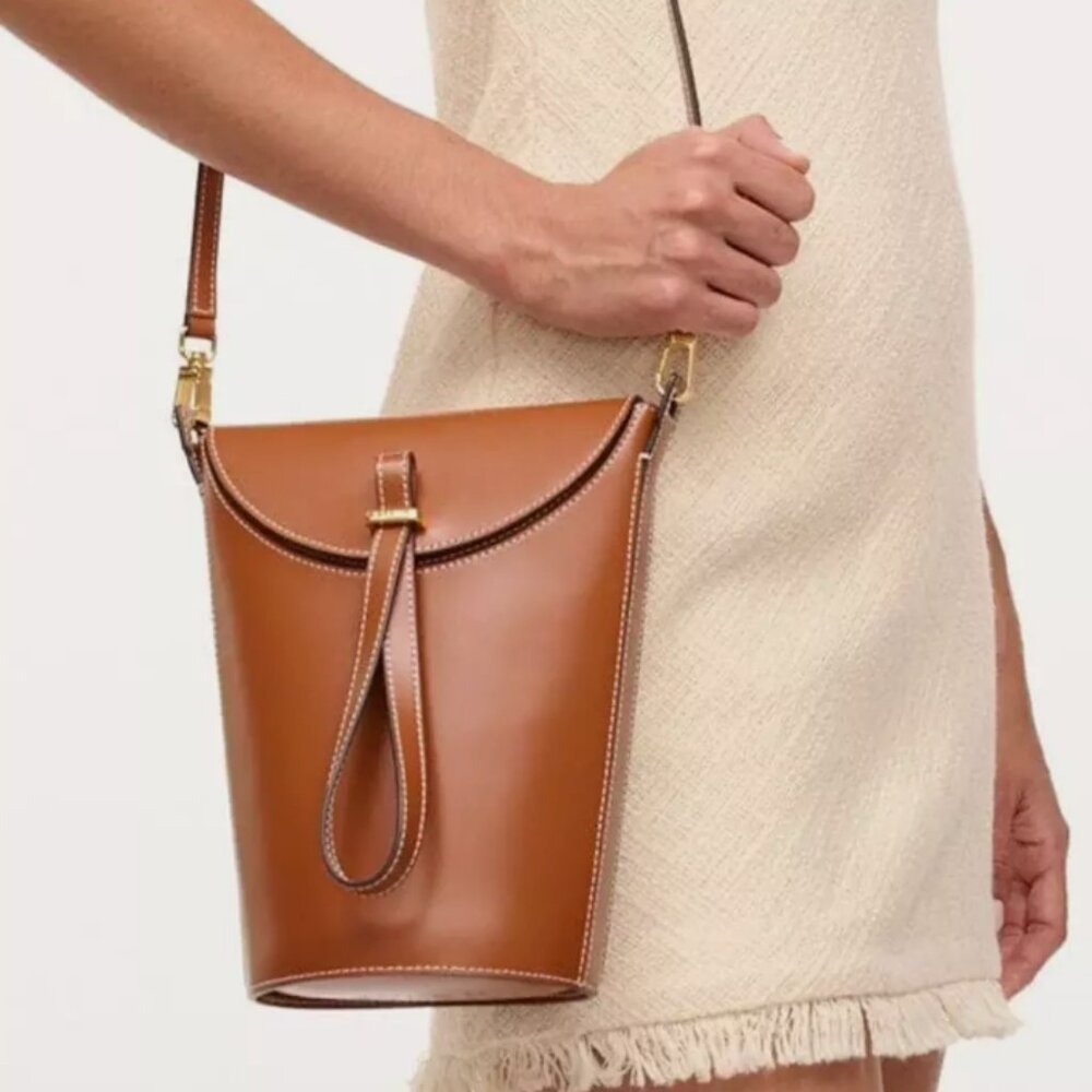 STAUD PHOEBE CONVERTIBLE BUCKET BAG in Cognac Brown MSRP$395